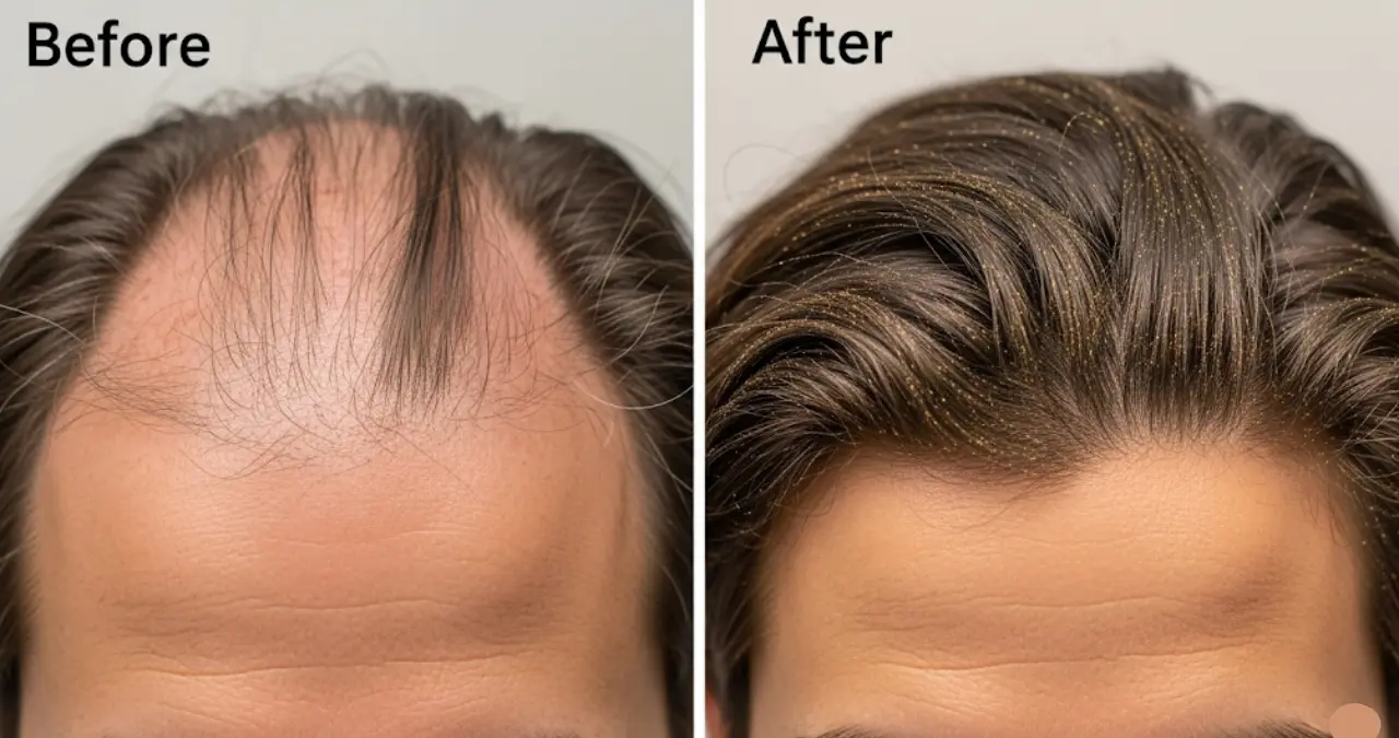 Hair Building Fibers before and after