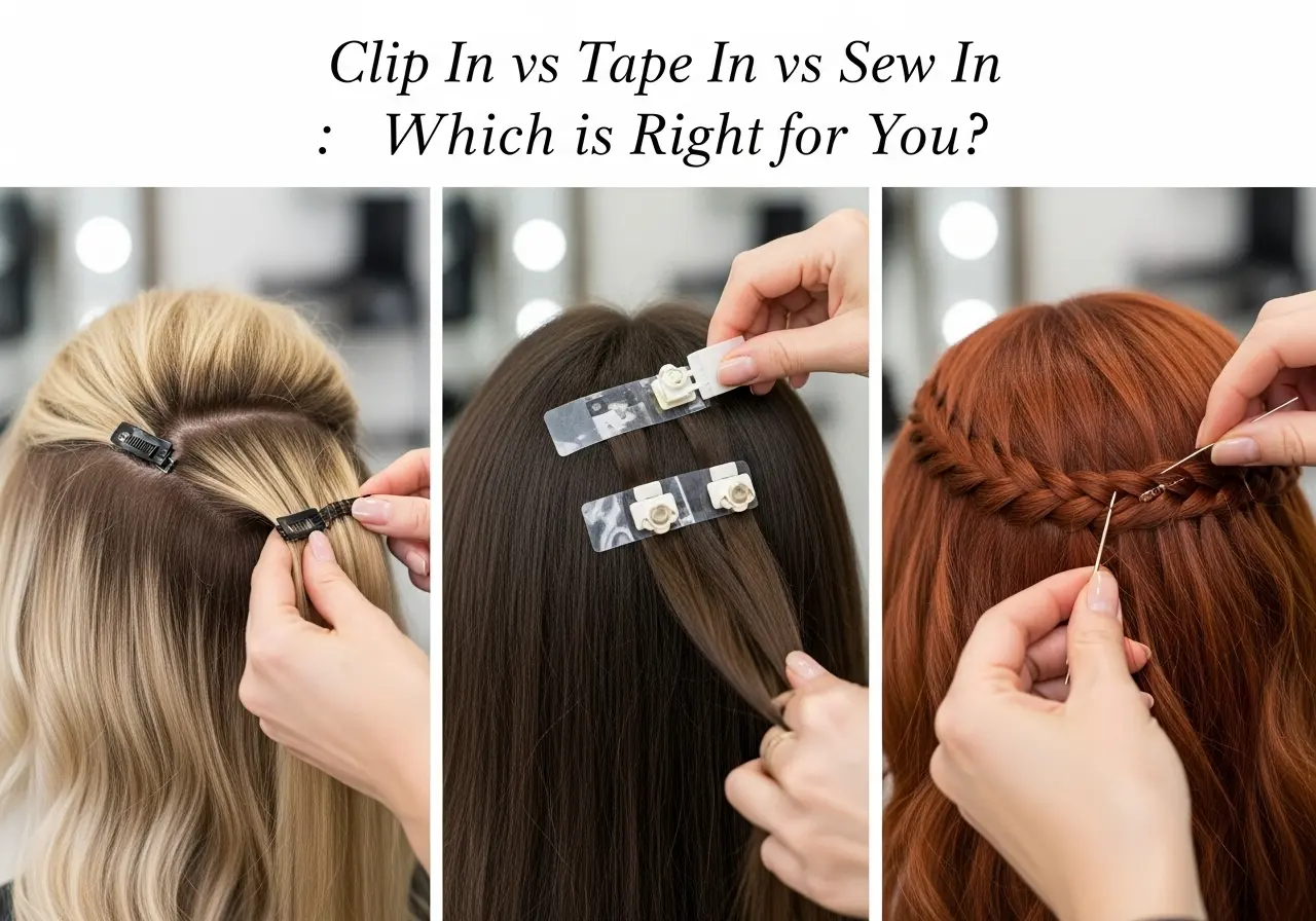 Clip In vs Tape In vs Sew In Extensions Which is Right for You