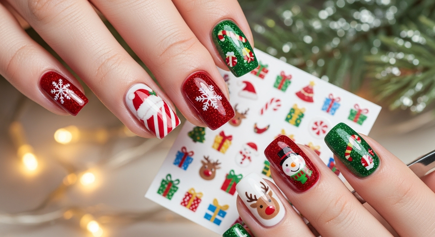 Holiday Nail Art Ideas Using Christmas Nail Stickers