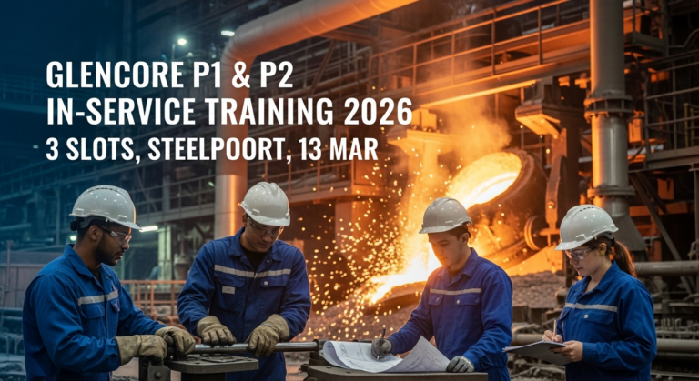 Glencore P1 & P2 In‑Service Training 2026 – 3 Slots, Steelpoort, 13 Mar
