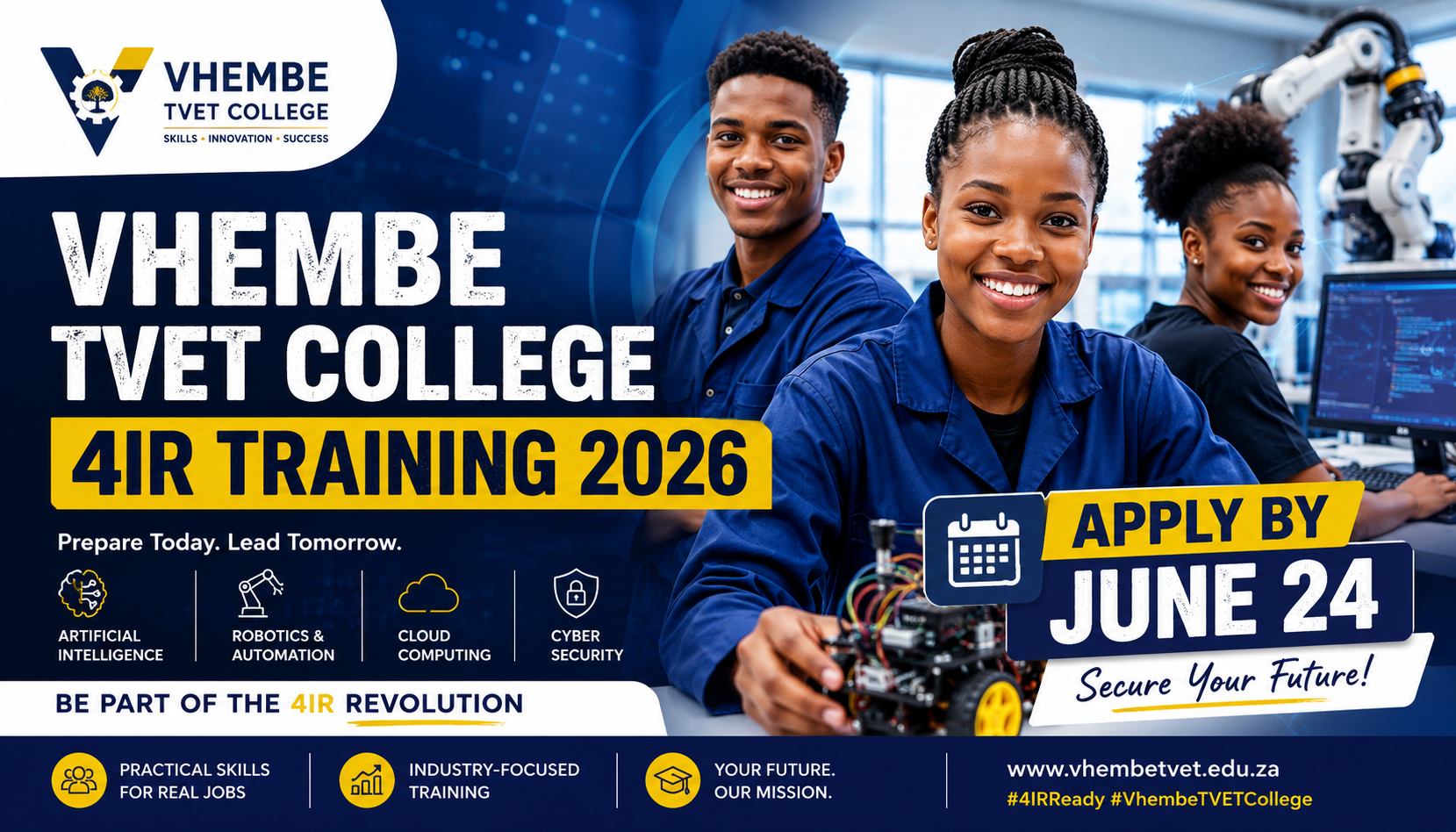 Vhembe TVET College 4IR Training 2026: Apply by June 24
